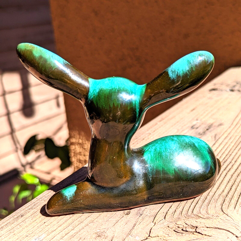 Blue Mountain Pottery Fawn Drip Glaze Blue Green Brown Redware Vintage - Picture 11 of 12